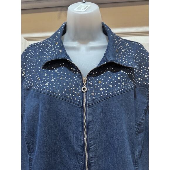 C. D. Daniels Women's Embellished Sparkle Denim Western Stretch Jacket Size 1X - Picture 2 of 9